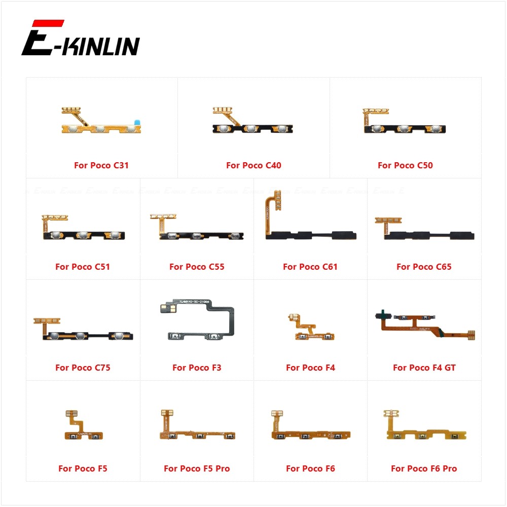 Interruptor Liga/Desliga Botão Cabo Flexível Para Xiaomi Poco C31 C40 C50 C51 C55 C61 C65 C75 F3 F4 F5 F6 Pro GT Peças C