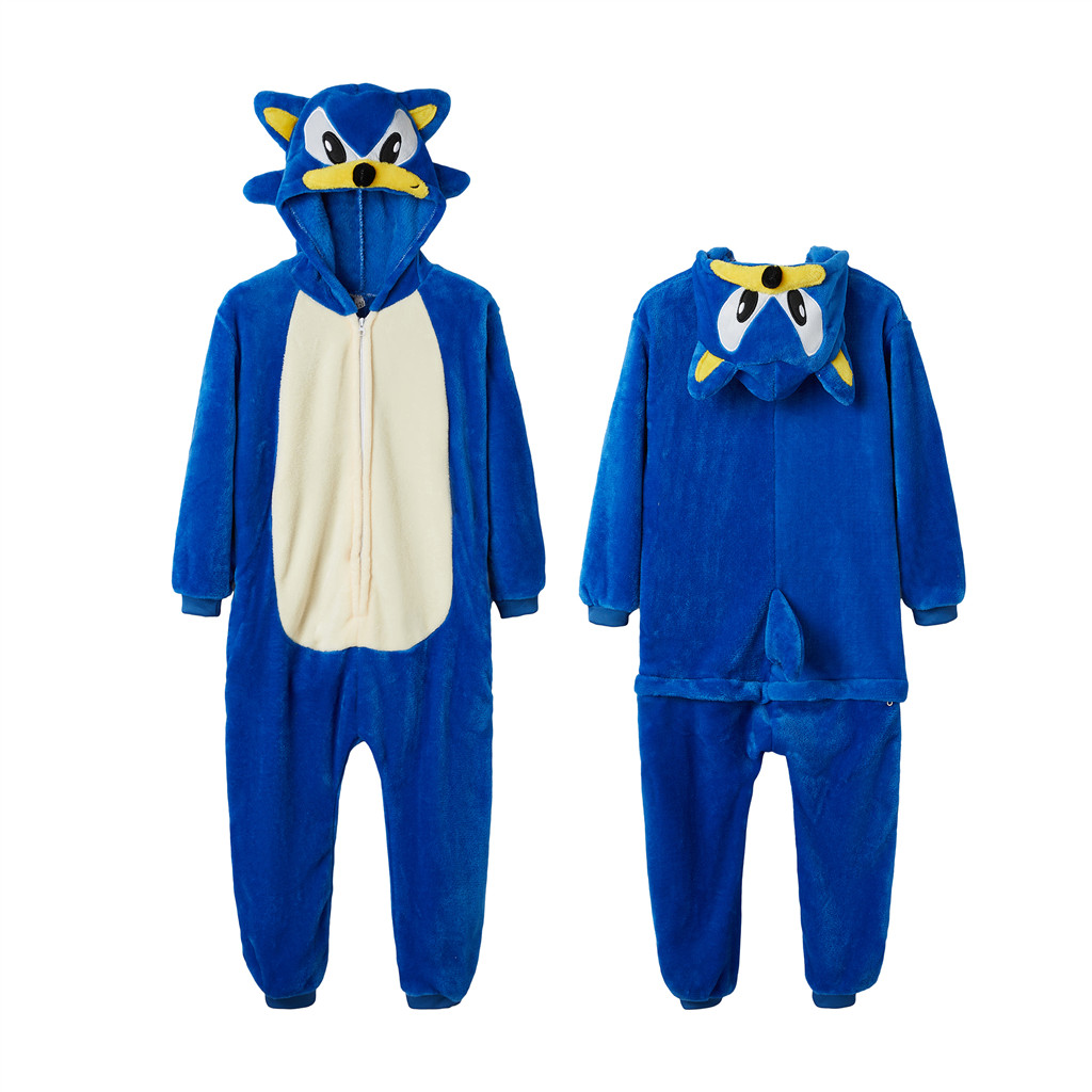 Kigurumi Sonic Cartoon Animal Cosplay Trajes Pijamas De Flanela Macacões Para O Natal E Halloween