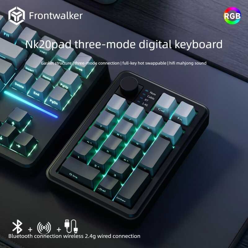 Teclado Sem Fio Modo Duplo 2.4G Bluetooth Universal Portátil Numérico Para Computador Desktop PC Gamer Acessórios