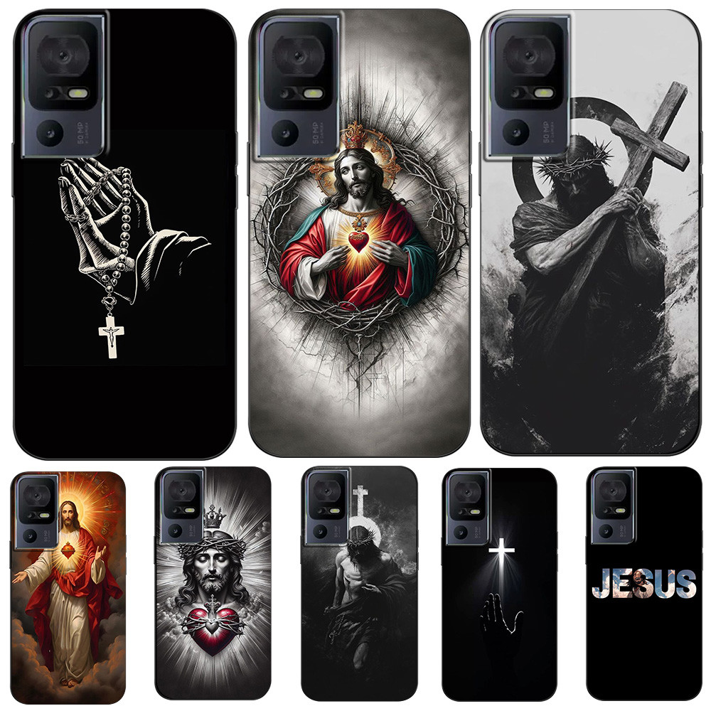 Capa Para TCL 40SE Traseira De Telefone Protetora De Silicone Macio Preto Tpu Jesus