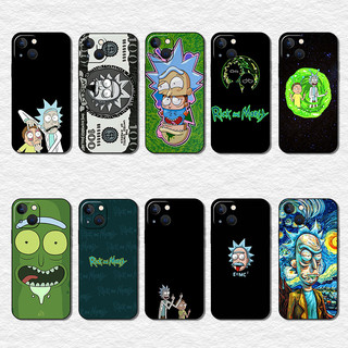 Capa De Telefone Preta Macia E Elegante Para iPhone 13 14 15 Plus RH50 Rick Morty