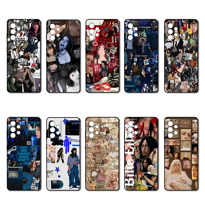 Moda Macio Preto Caso De Telefone Para Samsung Galaxy A52 A52S A23 5G A13 4G A33 A53 A72 A73 A32 FC9 Billie Eilish Capa