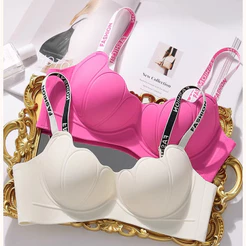 Roupa Interior Feminina Sem Costura Pequeno Peito Push up Sutiã Macio Fio Juventude Menina Lingerie