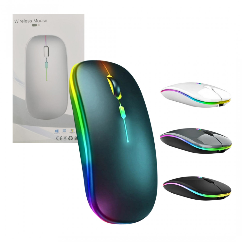 Mouse Sem Fio Bluetooth RGB 1600dpi
