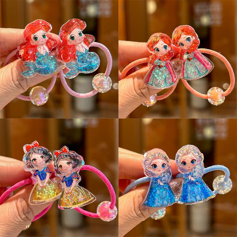 2 Pçs Nova Luz Noturna Bonito Princesa Meninas Faixas De Cabelo Elásticas Crianças Acessórios Para O em Oferta na Shopee
