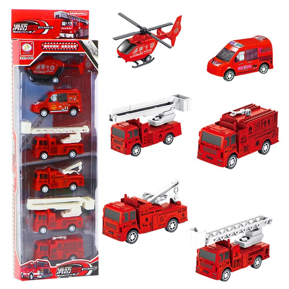 Carrinhos De Bombeiro Fricção Miniatura Brinquedo 6 Peças