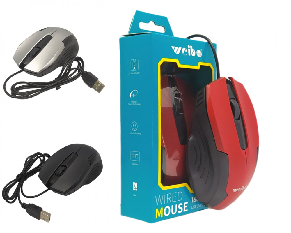 Mouse Óptico Inova Weibo WB-024: 1800dpi com Fio