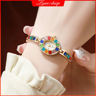 Mais Novo Luz Luxo Design Colorido Diamante Relógio Compacto Mostrador Elíptico Feminino Pulseira De Quartzo em Oferta na Shopee