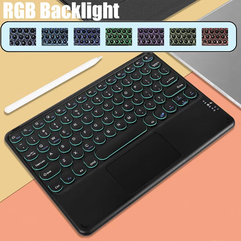 Teclado Bluetooth Retroiluminado RGB Recarregável , Mini Sem Fio Silencioso Com 