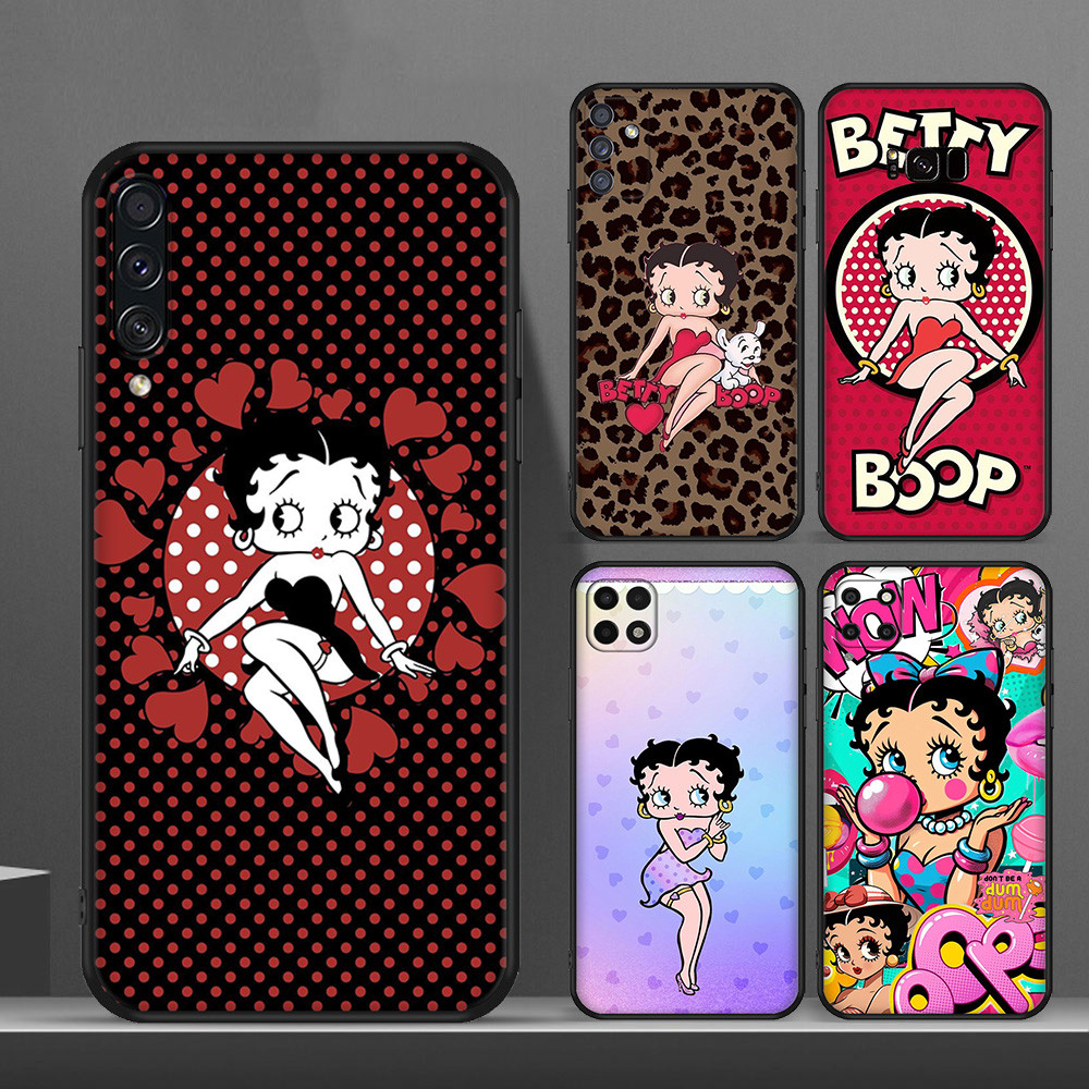 Capa De Telefone Macia Preta Samsung A10 A10S A11 A12 A13 14 A15 A20 A30 A20S A21 A24 A21S A22 A23 Betty Boop Silicone E