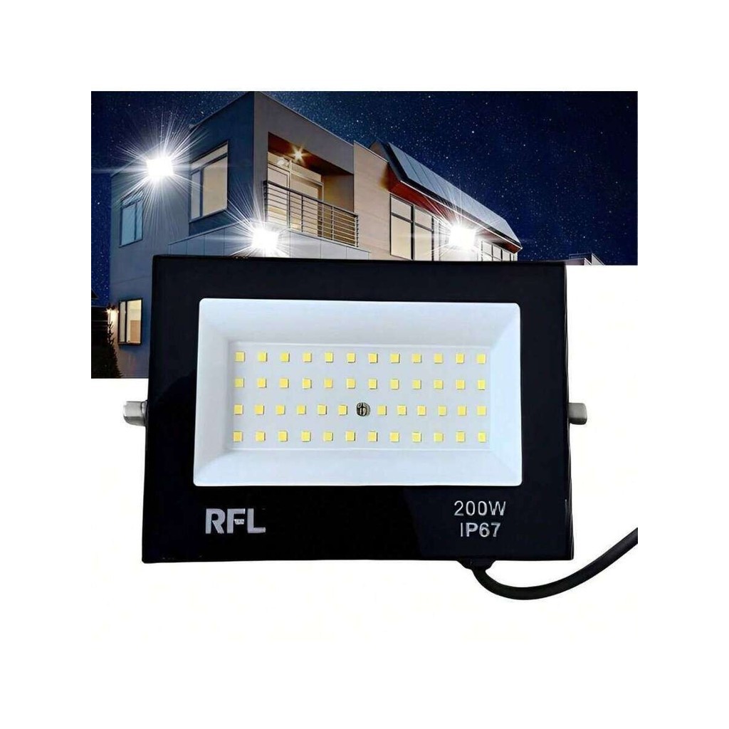 Refletor Holofote Led 200W Branco Frio 6500K Prova Dágua Bivolt - Casa, Jardim
