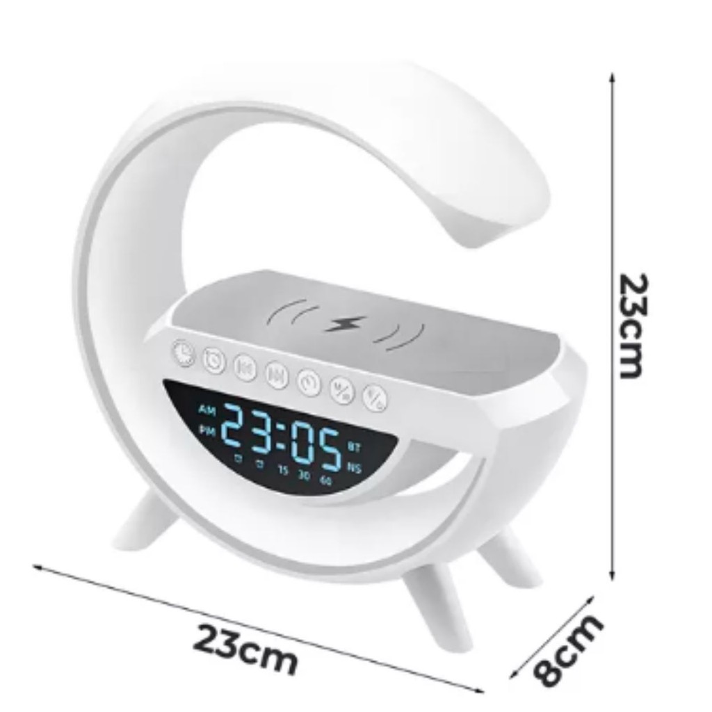 Caixa Som 3 em 1: Luminária, Carregador e Speaker LED