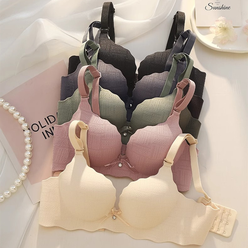 5 Cores Sutiã Macio Sem Costura Feminino 3cm De Espessura Push up Juventude Menina Pequeno Peito Roupa Interior De Uma P