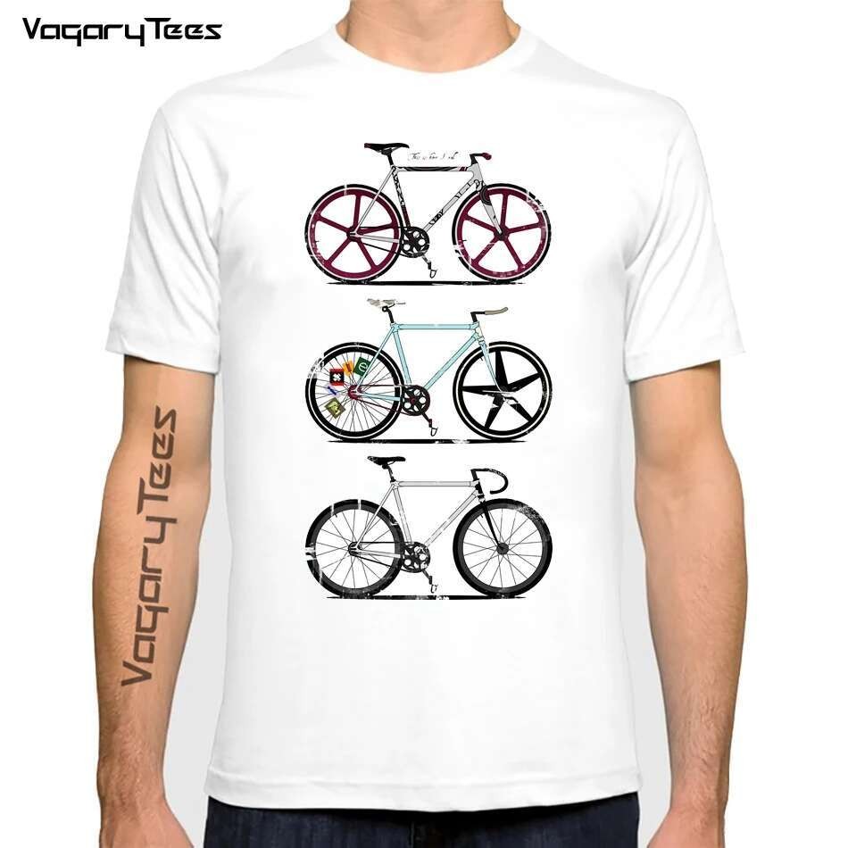 Camiseta Clássica de Bicicleta de Marcha Fixa Este É o Meu Estilo Moda Masculina Manga Curta Estampa Esportiva Casual To