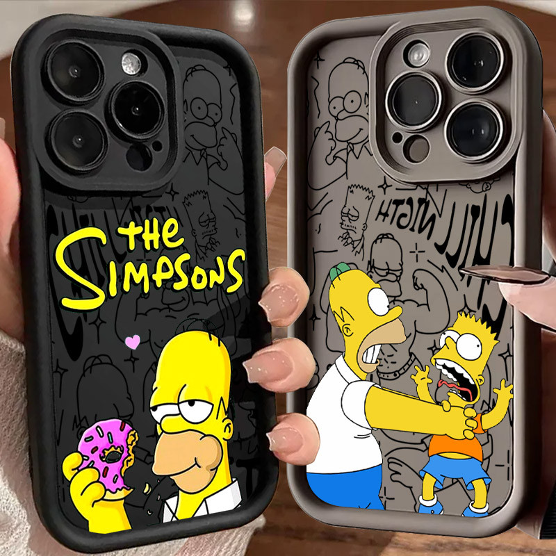 Capa Cartoon The Simpson Homer Para iphone 16E 16 15 11 14 Pro Max Plus 12 13 Mini Telefone De Silicone 16Pro 15Plus Pro em Oferta na Shopee
