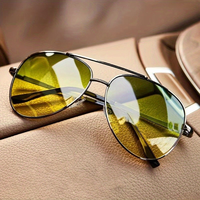 Óculos De Lente Gradiente Vintage Para Homens-Da Moda Visão Diurna E Noturna , Escalada Lazer Diário-AC , Armação De Fer