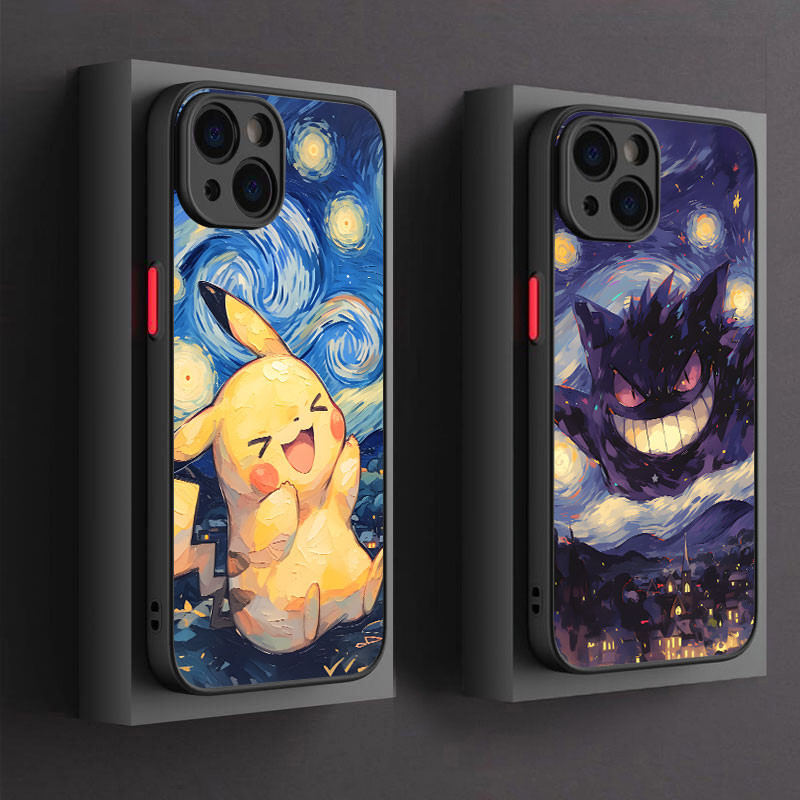 Capa De Telefone Pokémon Pikachu Gengar Umbreon Starry Sky Para iphone 16 Pro 15 11 14 Plus Max 12 13 Mini XS 7 8 SE2020