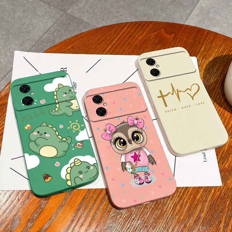 Para Xiaomi Poco M4 Pro 4G 5G Capa De Telefone Cute Dinosaur Owl Padrão Caixa De Alta Qualidade Silicone Macio Anti Qued em Oferta na Shopee