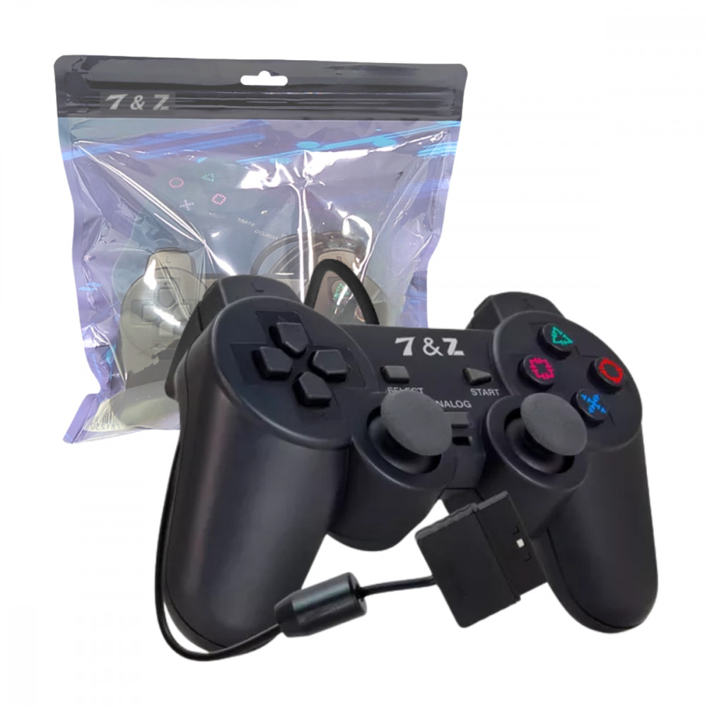 Controle PS2 com Fio 1,5m - Dualshock T&Z para Gamers