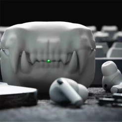 Para AirPods 4 3 2 1 Pro Pro2 Caso De Fone De Ouvido 3D Horrível Tigre Dente Dos Desenhos Animados Caixa Com Pingente Le