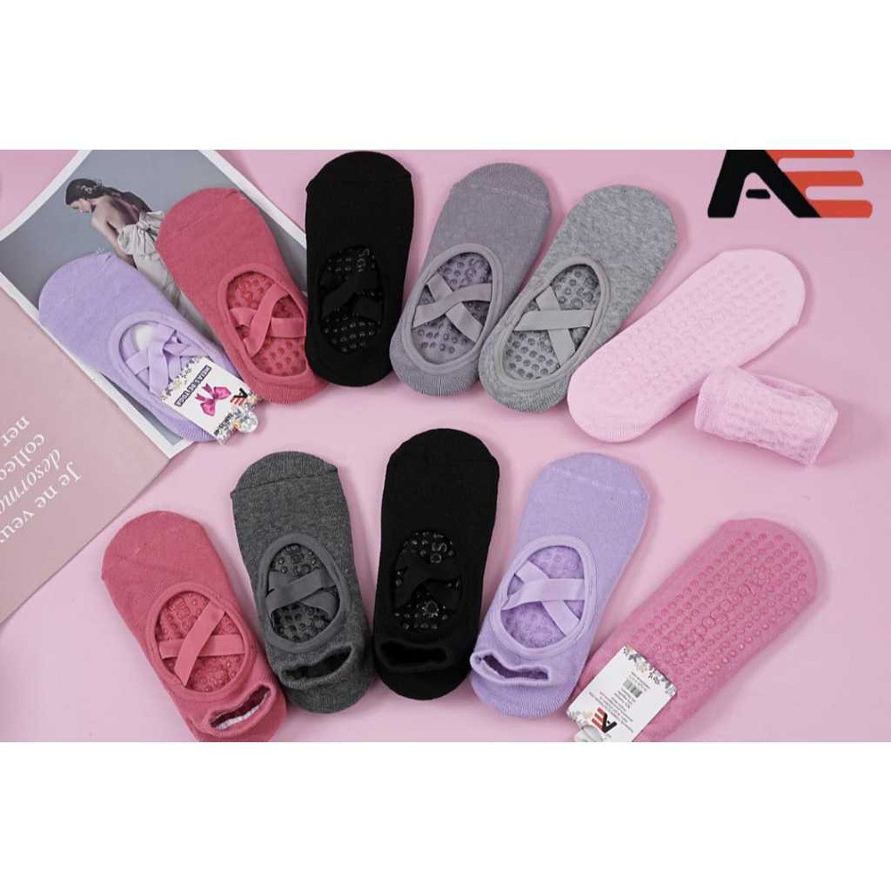  2/3/4 Pares Meia Sapatilha Antiderrapante Pilates Yoga Feminina Estilo aleatório-cod:H02