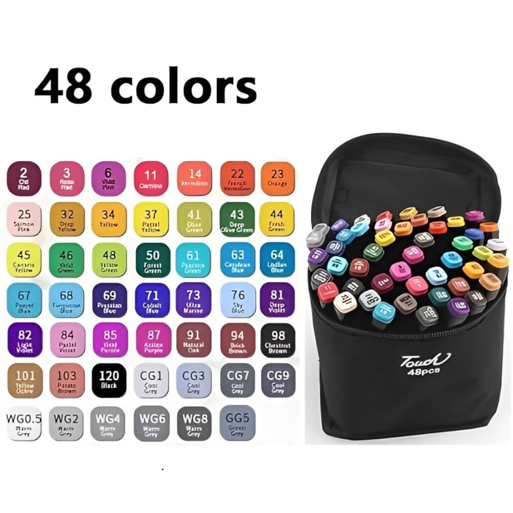 Kit Caneta Colorida Ponta Dupla 48Pçs com Estojo