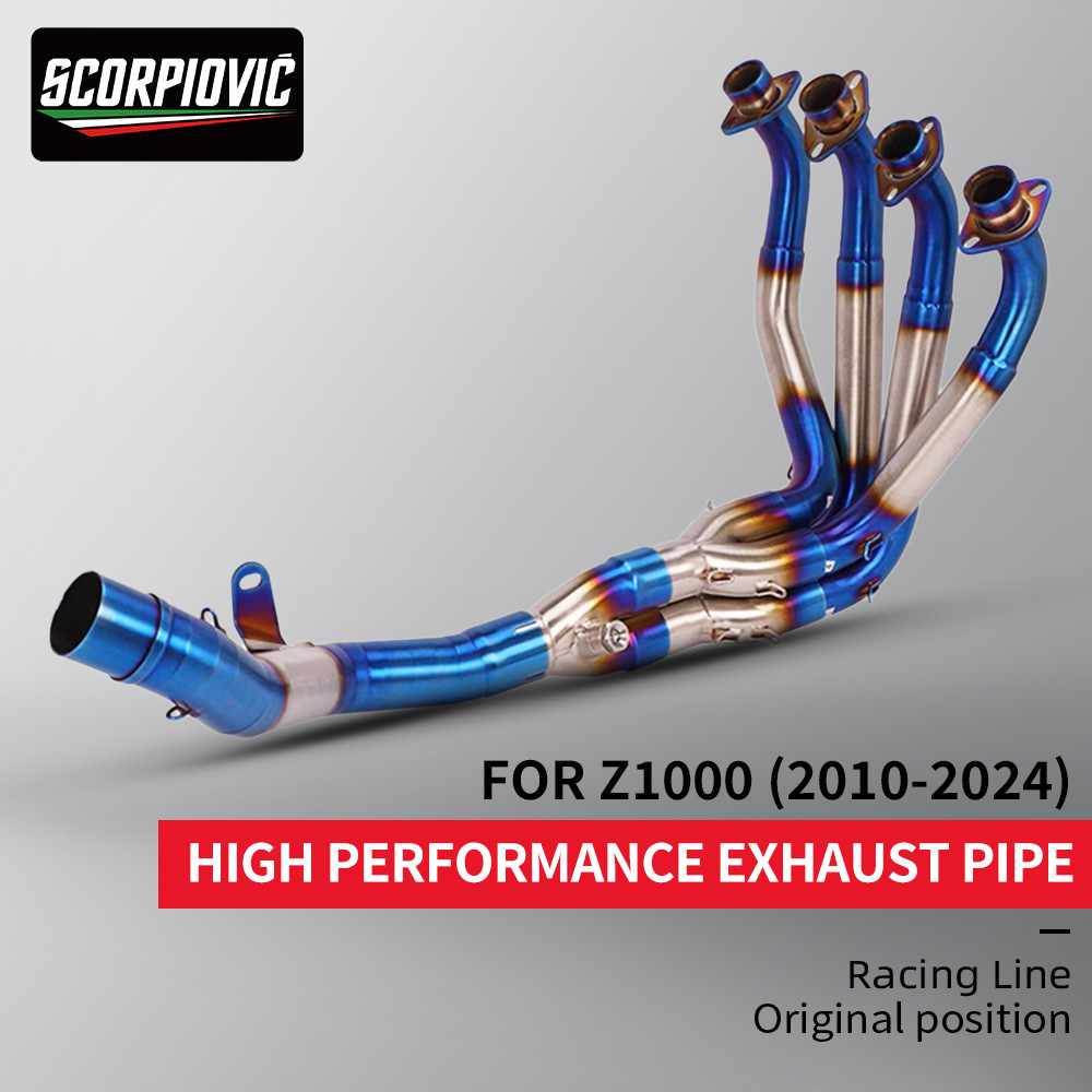 Tubo De Escape Da Motocicleta Liga Titânio Frente Meio Link Modificado O Silenciador 51MM Para Z1000 2010-2024