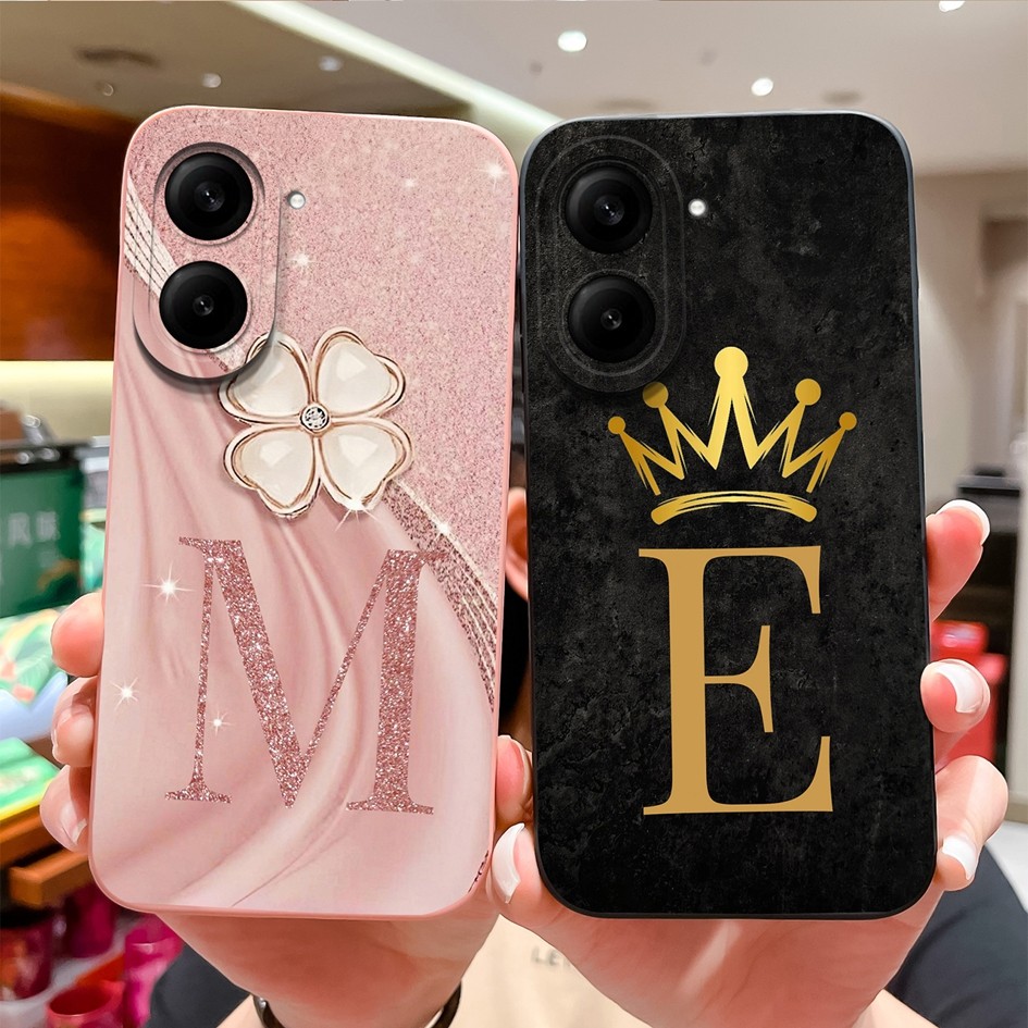 Para Redmi A5 Xiaomi Poco C71 4G Caso De Telefone Luxo Flor Letras Casal Protetor Silicone Capa Traseira A 5 XiaomiPocoC em Oferta na Shopee