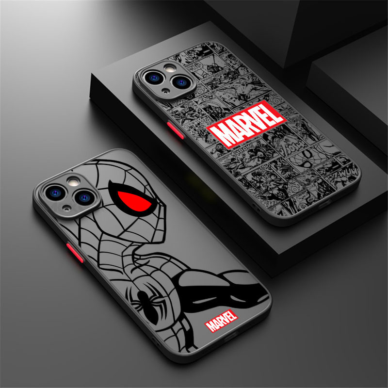 Capa De Telefone Marvel Comics Spiderman Ironman Para iphone 16 Pro 15 11 14 Plus Max 12 13 Mini XS 7 8 SE2020 Silicone em Oferta na Shopee