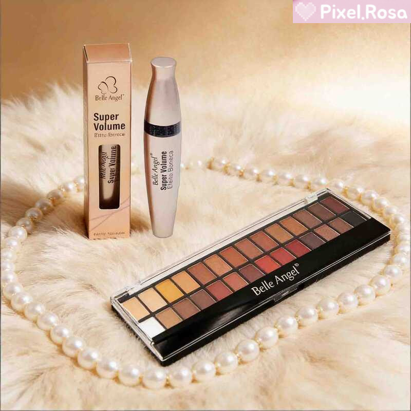 Combo Belle Angel: Paleta 28 Cores Nude + Rímel de Volume para Cílios - Kit Maquiagem Completo B-039+B013-1 [Original]