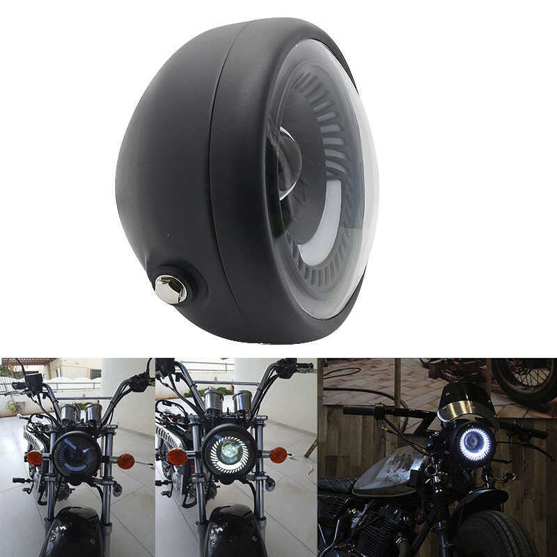 Farol da motocicleta cruzeiro príncipe carro retro LED Metal retro farol preto luz redonda