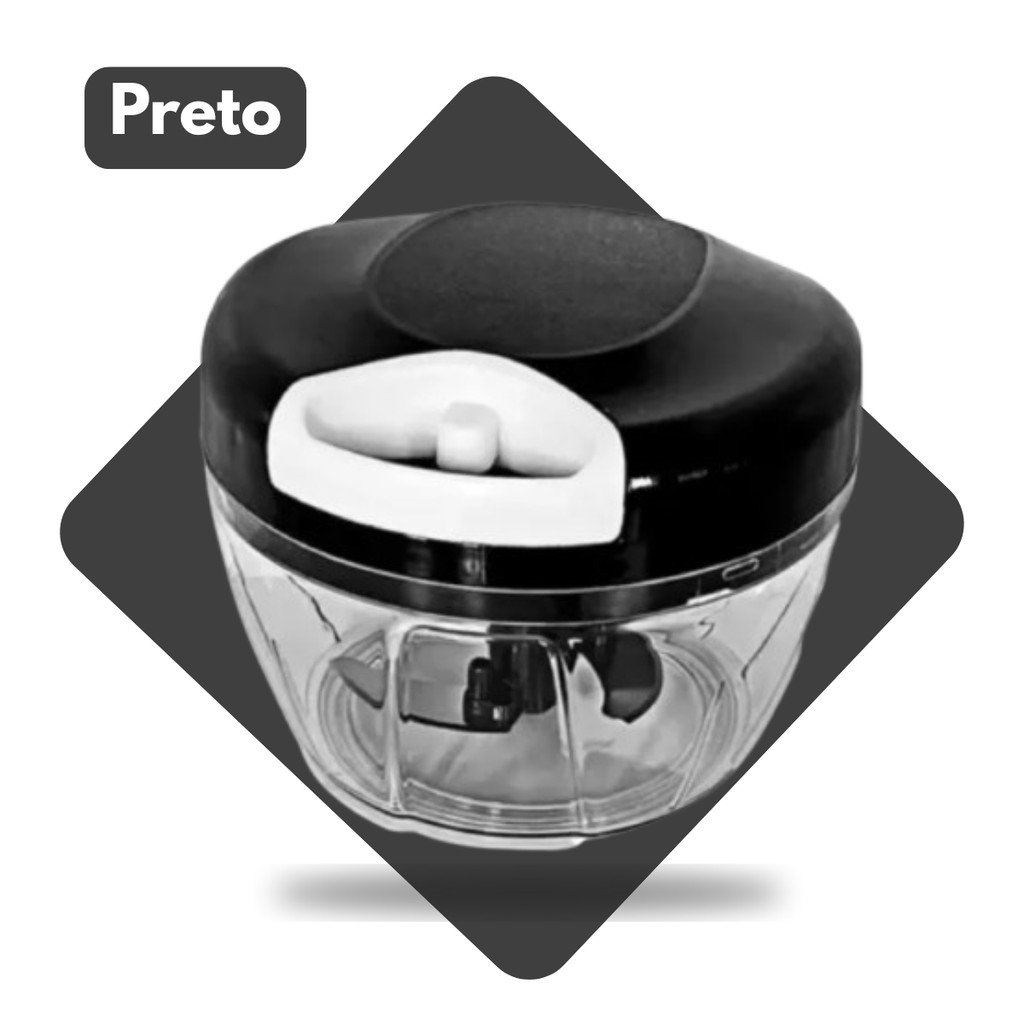 500ML -  Mini Triturador Processador Manual 3 Lâminas - (Cores Sortidas)