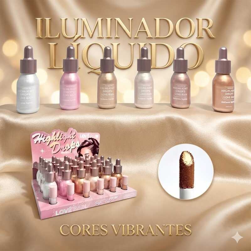 Iluminador Líquido Lové Rain - Brilho Intenso para Maçã do Rosto, Nariz e Arco dos Lábios-LR5032 em Oferta na Shopee
