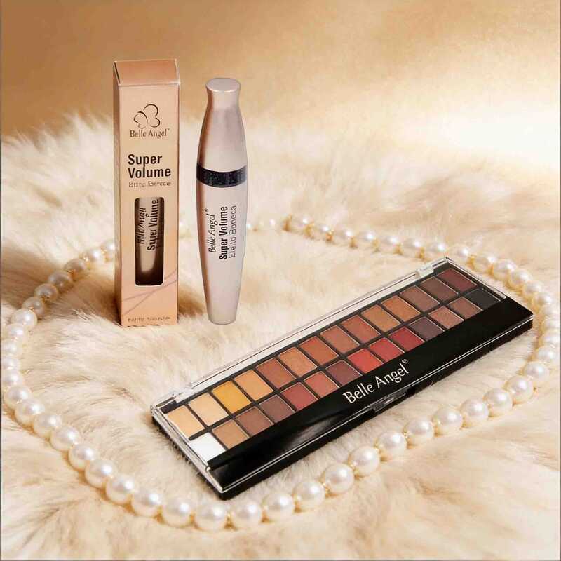 Combo Belle Angel: Paleta 28 Cores Nude + Rímel de Volume para Cílios - Kit Maquiagem Completo B-039+B013-1 em Oferta na Shopee