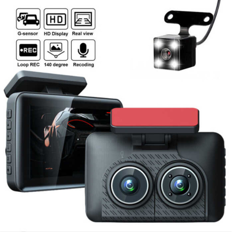 Gravador de condução de três lentes 1080P invertendo vídeo Interior visão noturna gravador de condução de três gravaçãos