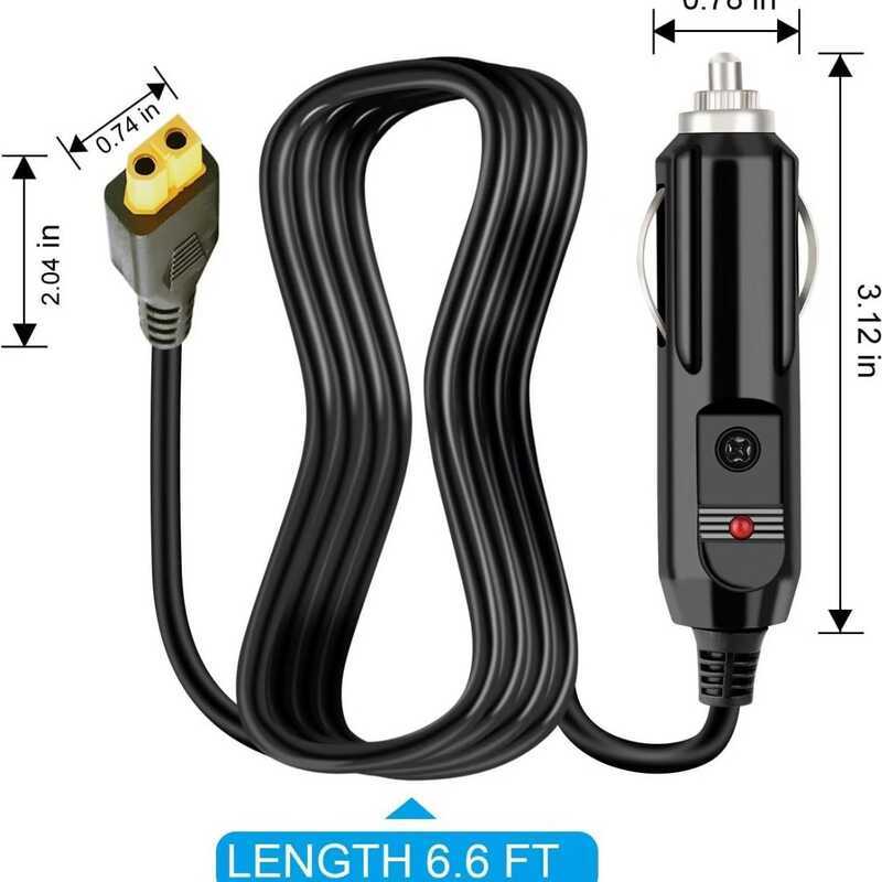 Isqueiro do carro para cabo de alimentação de extensão XT60 12V/24V adequado para carregador de energia de armazenamento