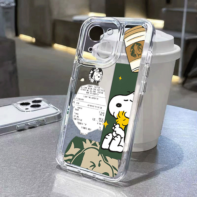 Snoopy Starbucks Capinha Capa para Samsung A54 A16 A06 A34 A23 A05 A55 A35 S24 S25 Plus Ultra transparente Anti-impacto