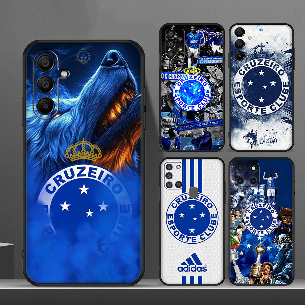 Capa De Telefone Preta Macia Cruzeiro Esporte Clube Para Samsung Galaxy A04S A04E A05 A05S A06 A10 A10S A11 A12 A13 A14 
