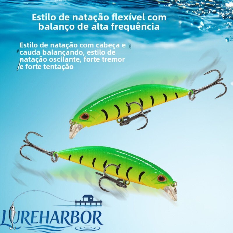 LUREHARBOR submerso Minnow isca 7cm/8g água doce elevador boca cavalo baixo tiras brancas poupança isca Cross-Border ata