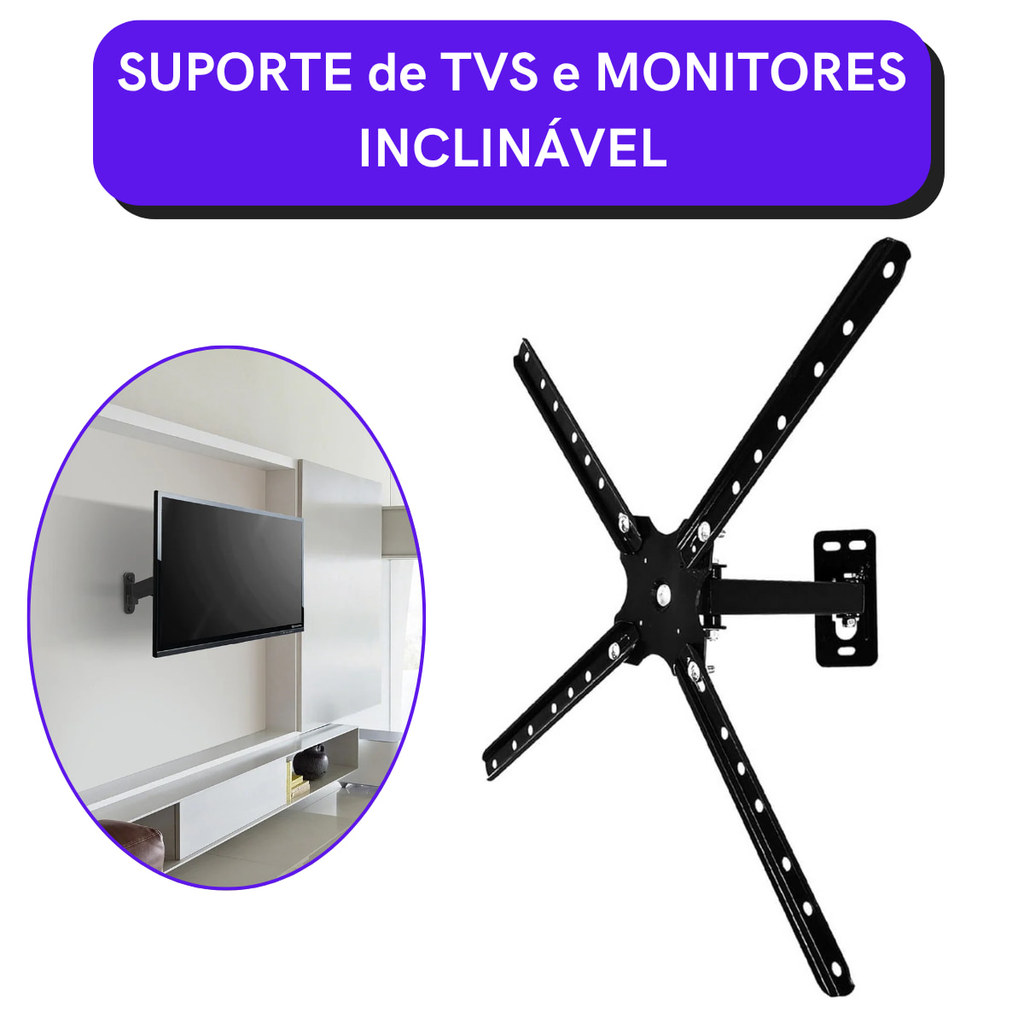 Suporte de TV Biarticulado 10 a 60 Polegadas com Braço Longo | Padrão VESA Suporta até 30kg