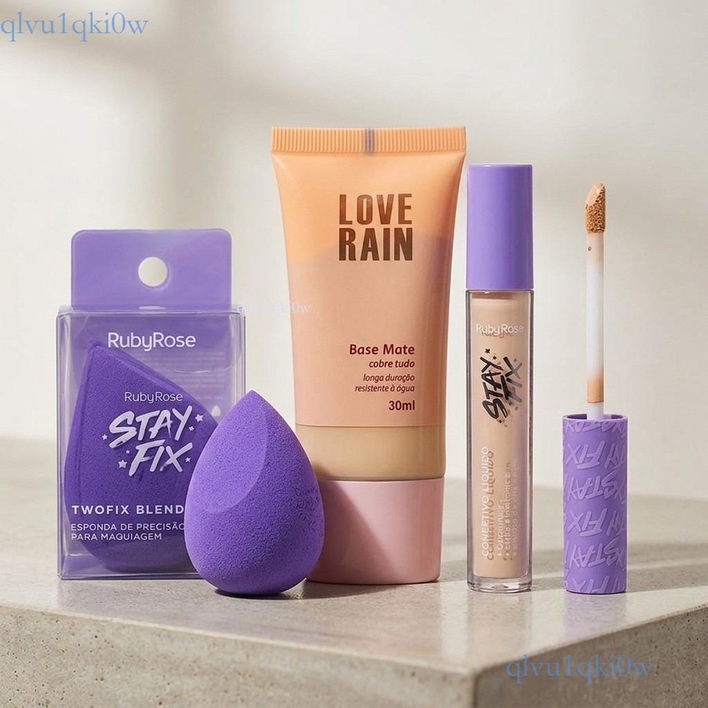 KIT Maquiagem 3 Pcs: Base Matte + Corretivo Ruby Rose Stay Fix + Esponja Pronta entrega ✨ki0ww
