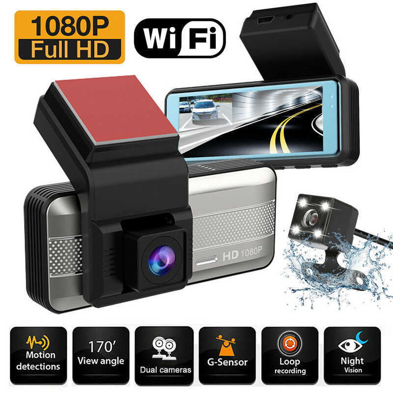 Carro 11cm WiFi Driving Recorder HD Frente Traseira Gravação Dupla
