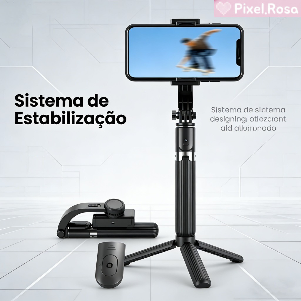 A'Gold Estabilizador Gimbal para Smartphone com Tripé e Controle Remoto Bluetooth SLF-08 – Fotos e Vídeos Mais Nítidos