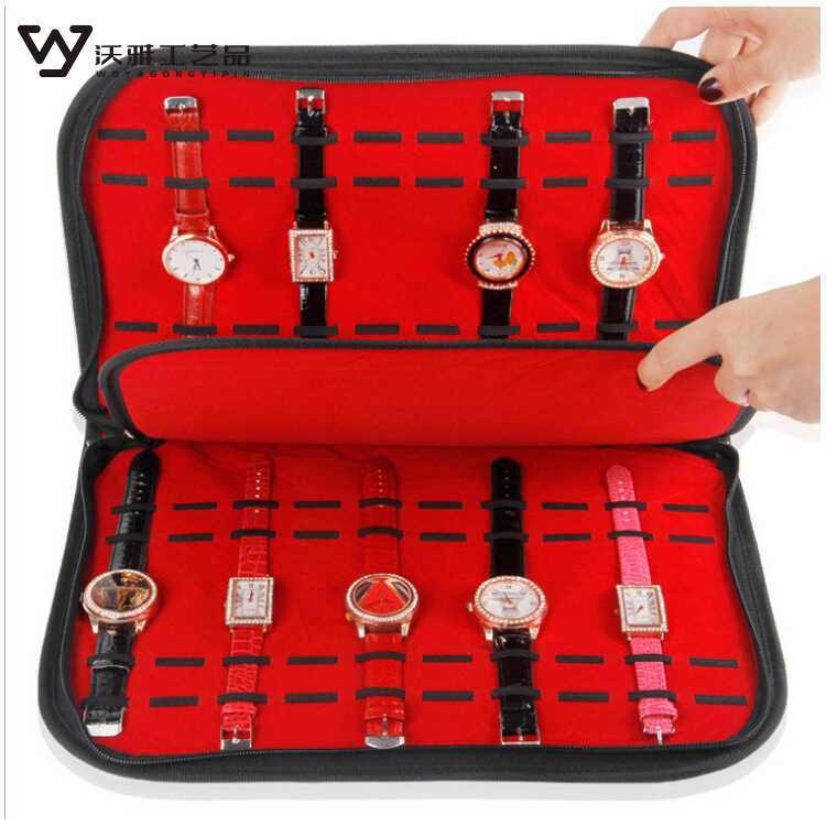 Bandeja de flanela para armazenamento de relógio, portátil, 20 bits, saco de embalagem, caixa de exibição de 20 bits, sa