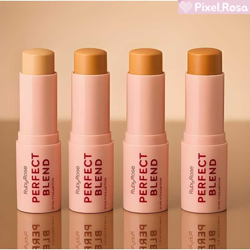 Base Stick Ruby Rose Perfect Blend - Textura Flexível, Cobertura Natural e Longa Duração para Maquiagem Facial HB-M300G
