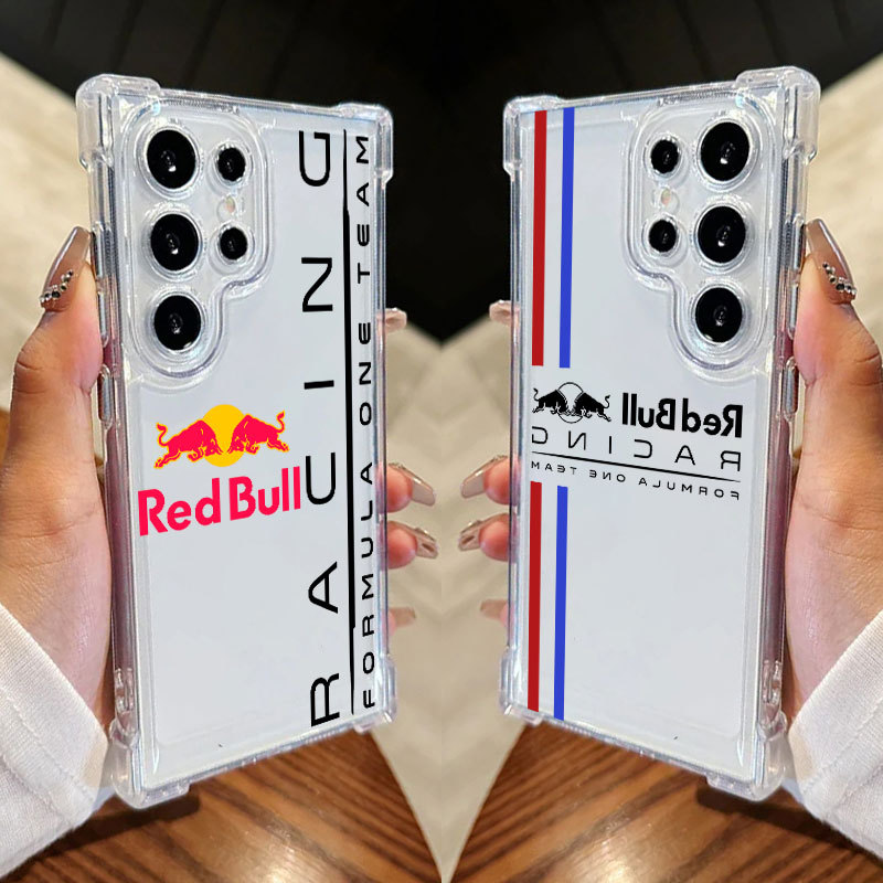Red Bull Emblem Energy Drink Case Para Samsung S25 Ultra S24 FE S23 Plus S20 S25 S22 S21 S25EDGE A56 A36 Capa Transparen