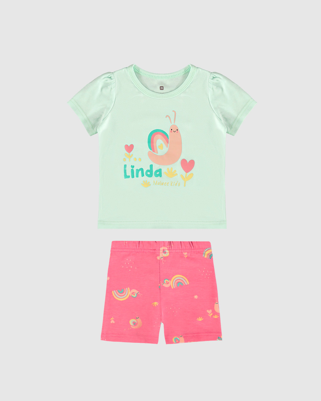 Conjunto Menina Bermuda Ciclista Estampada Em Algodão Malwee