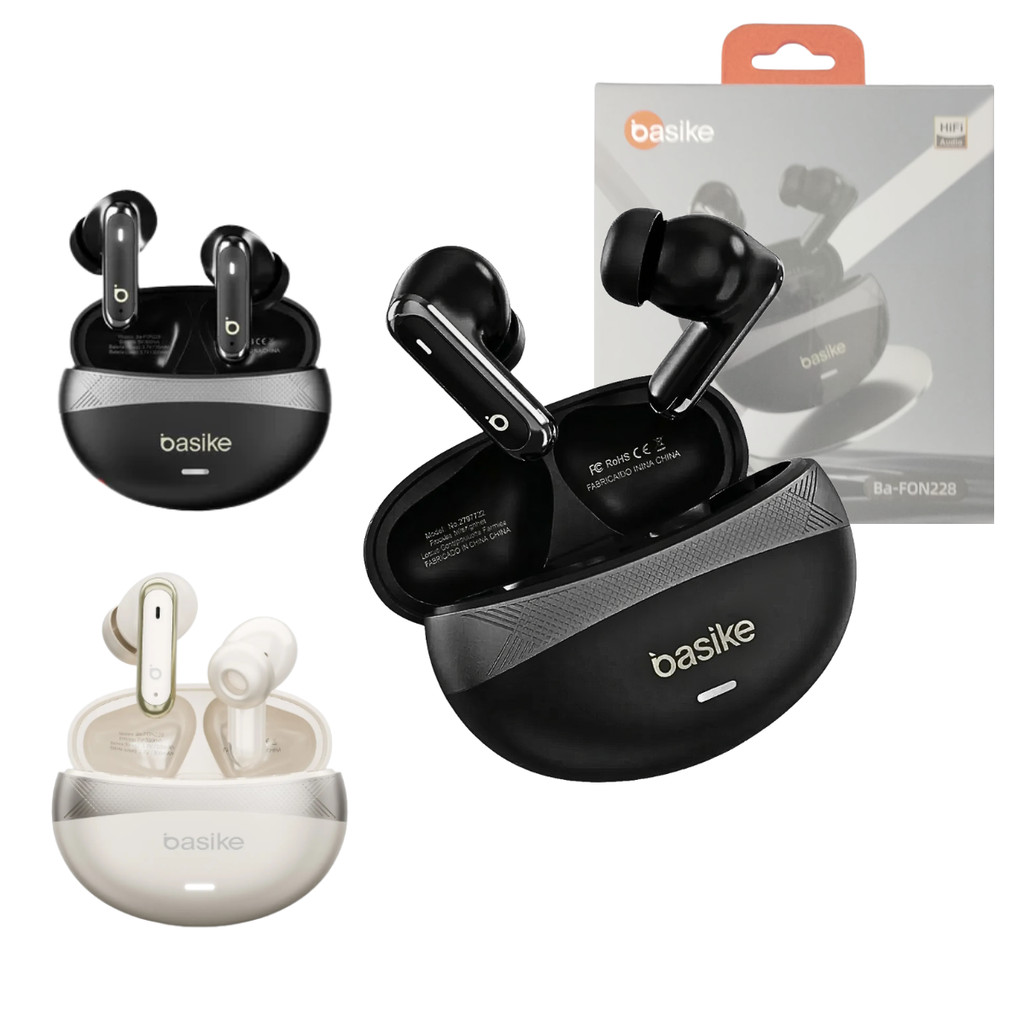 Fone De Ouvido Bluetooth Hi-fi Wireless ENC Redução de Ruído Basike BA-FON228
