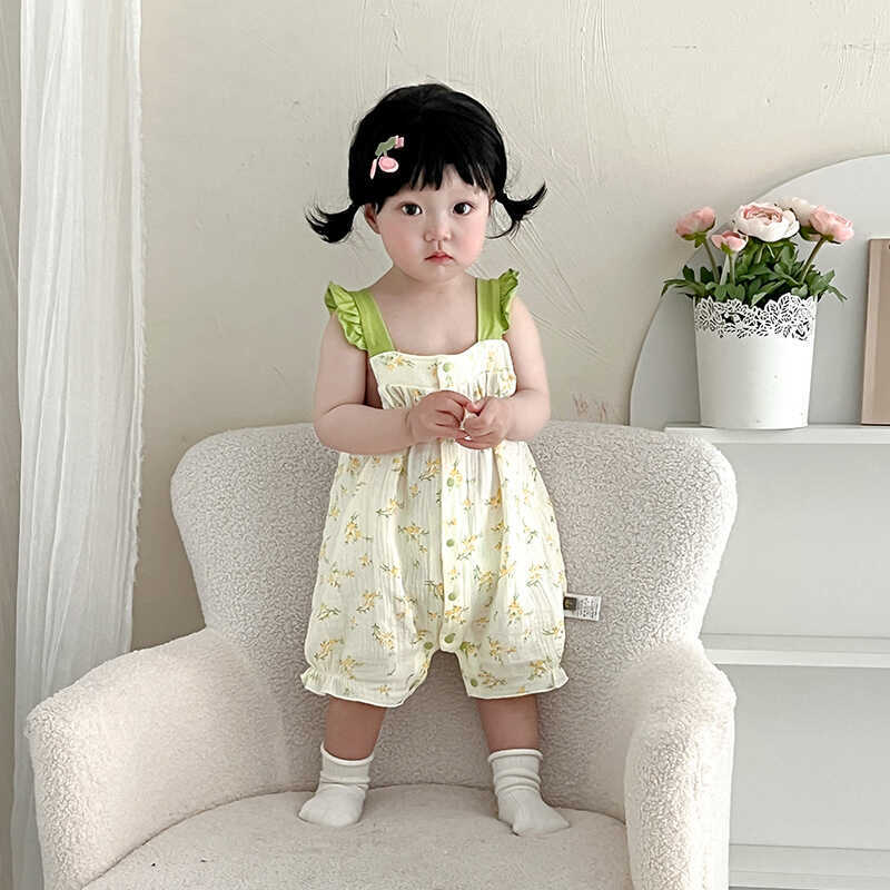 Bebê roupas de bebê roupas de verão bebê menina macacão meninas fresco manga curta macacão cem dias sobre mês roupas