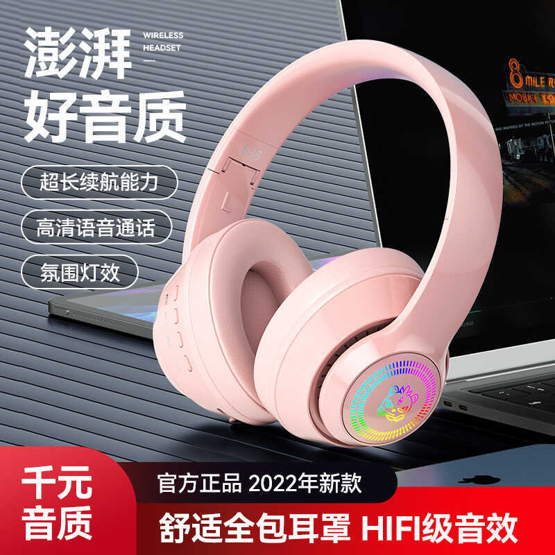 Fone de ouvido Bluetooth luminoso tipo fone de ouvido de alto valor para celular sem fio jogo presente fone de ouvido Un